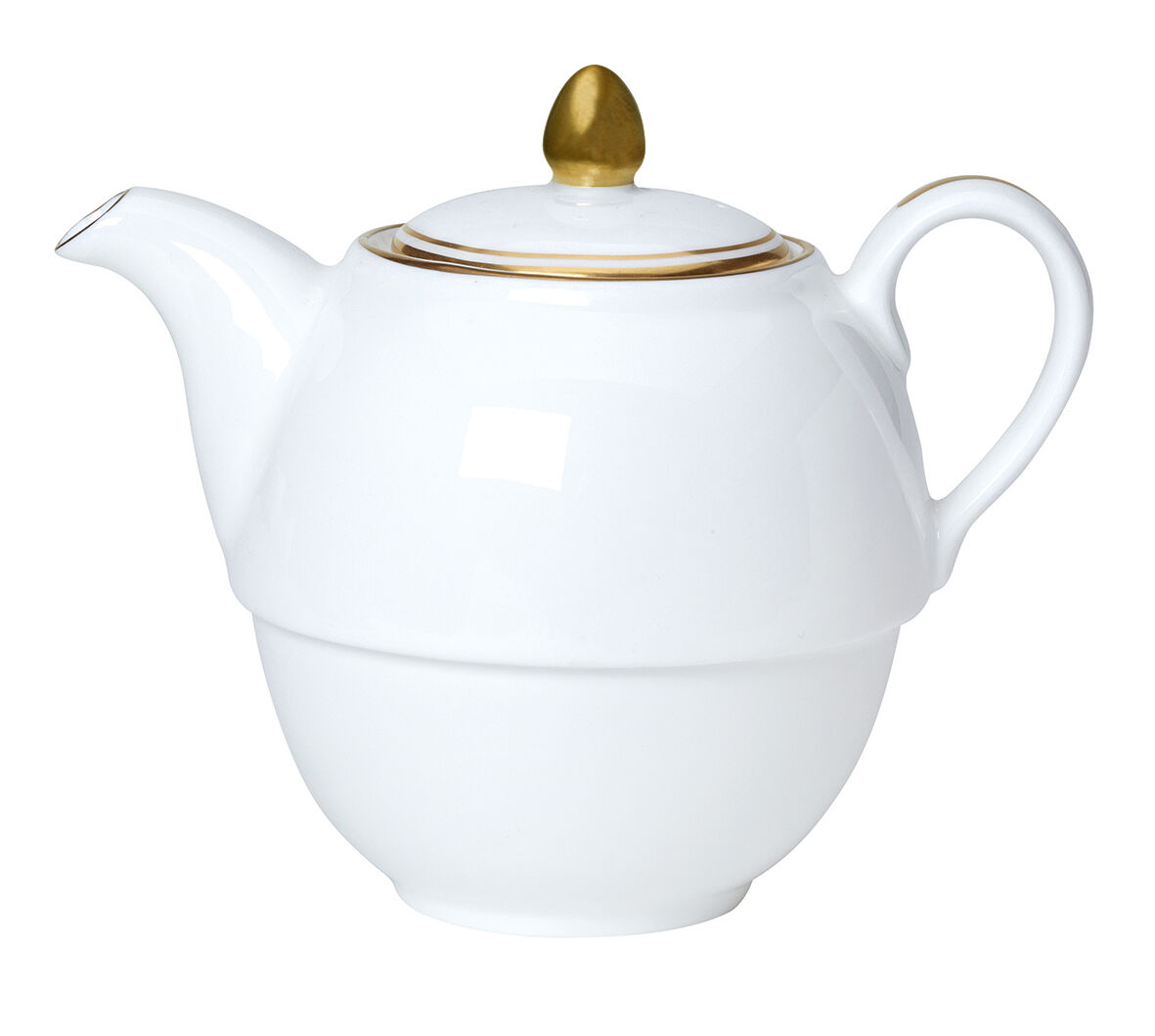 Ceramic Burnished Gold Coupe Tea Set One Teapot 12.4cm 46cl 5"" 16oz Pack of 6