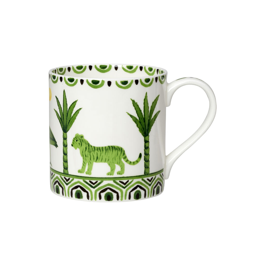 Coupe Mug 9cm -Ceramic Green 35cl Mug Sultan's Garden Home & Tableware Set of 12