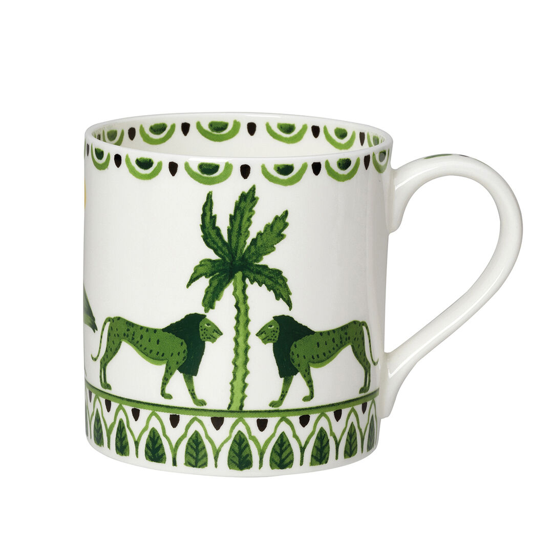 Coupe Mug 35cl - Ceramic Green Mug 9cm Sultan's Garden Home Tableware Pack of 12
