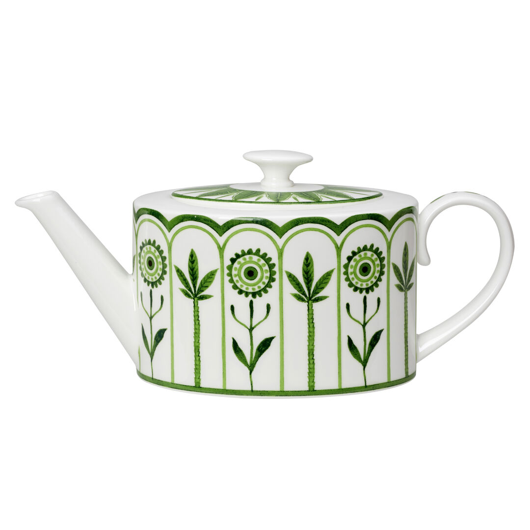 Sultan's Garden Green Coupe 2 Cup Oval Teapot 10cm 55cl (4"" 19 1/3oz) Pack Of 6