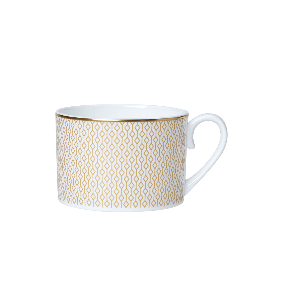 Diamond Gold Coupe Tea Can Cup 6cm 20cl Ceramic Cup Set Tableware Pack of 12