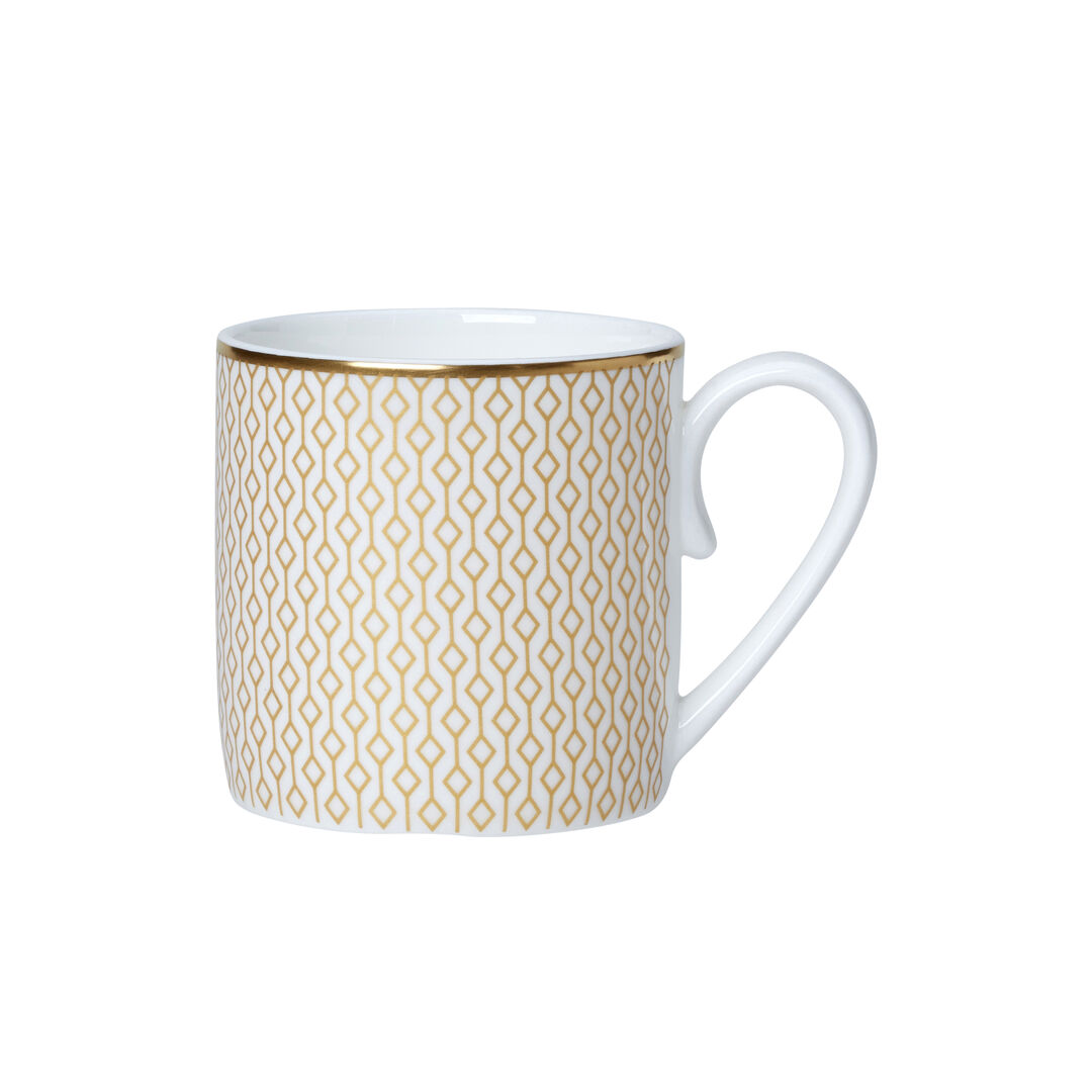 Diamond Gold Coupe Coffee Can Cup 6cm 10cl Ceramic Cup Tableware Pack of 12