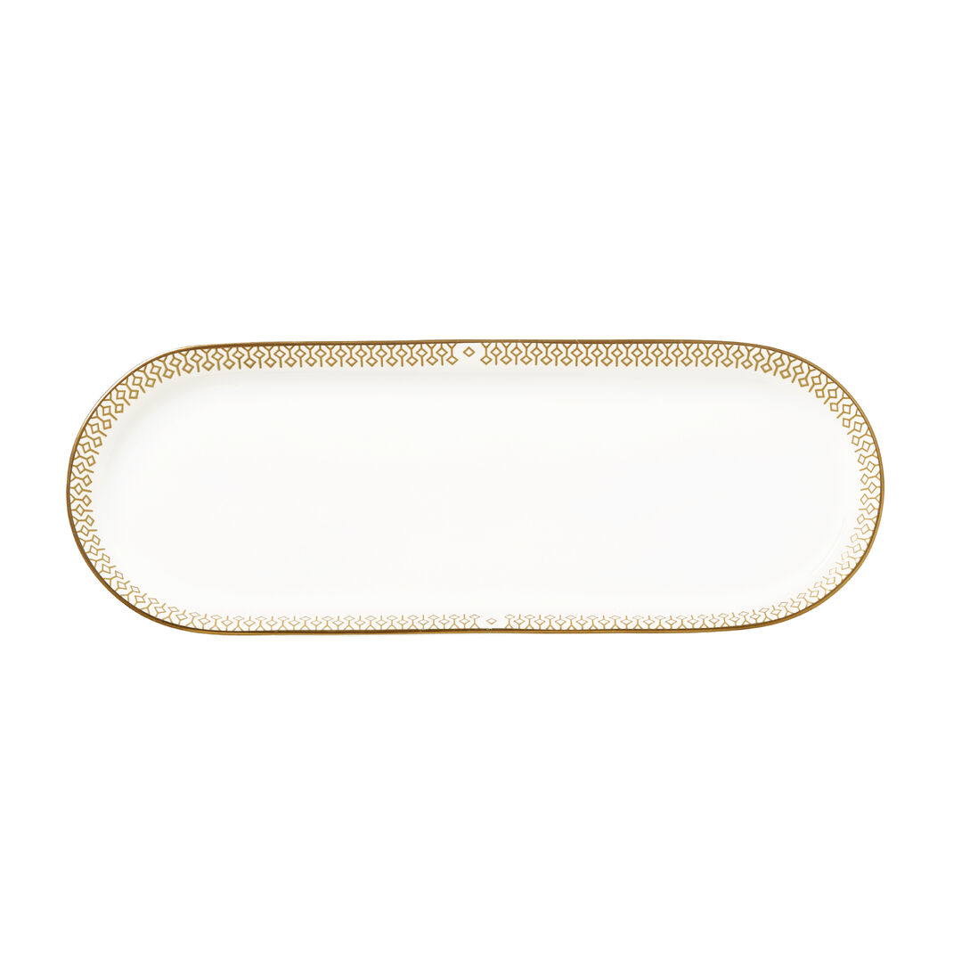 Diamond Oblong Tray 25.3 x 9.3cm Ceramic Serving Tray Tableware Pack of 12
