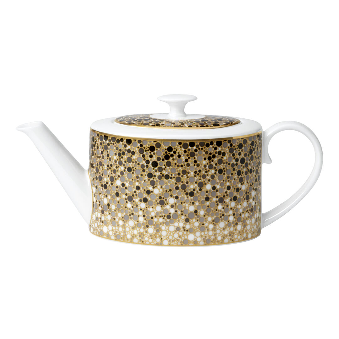 Ceramic White Gold Fizz Coupe 2 Cup Oval Teapot 10cm 55cl 4"" 19 1/3oz Pack of 6