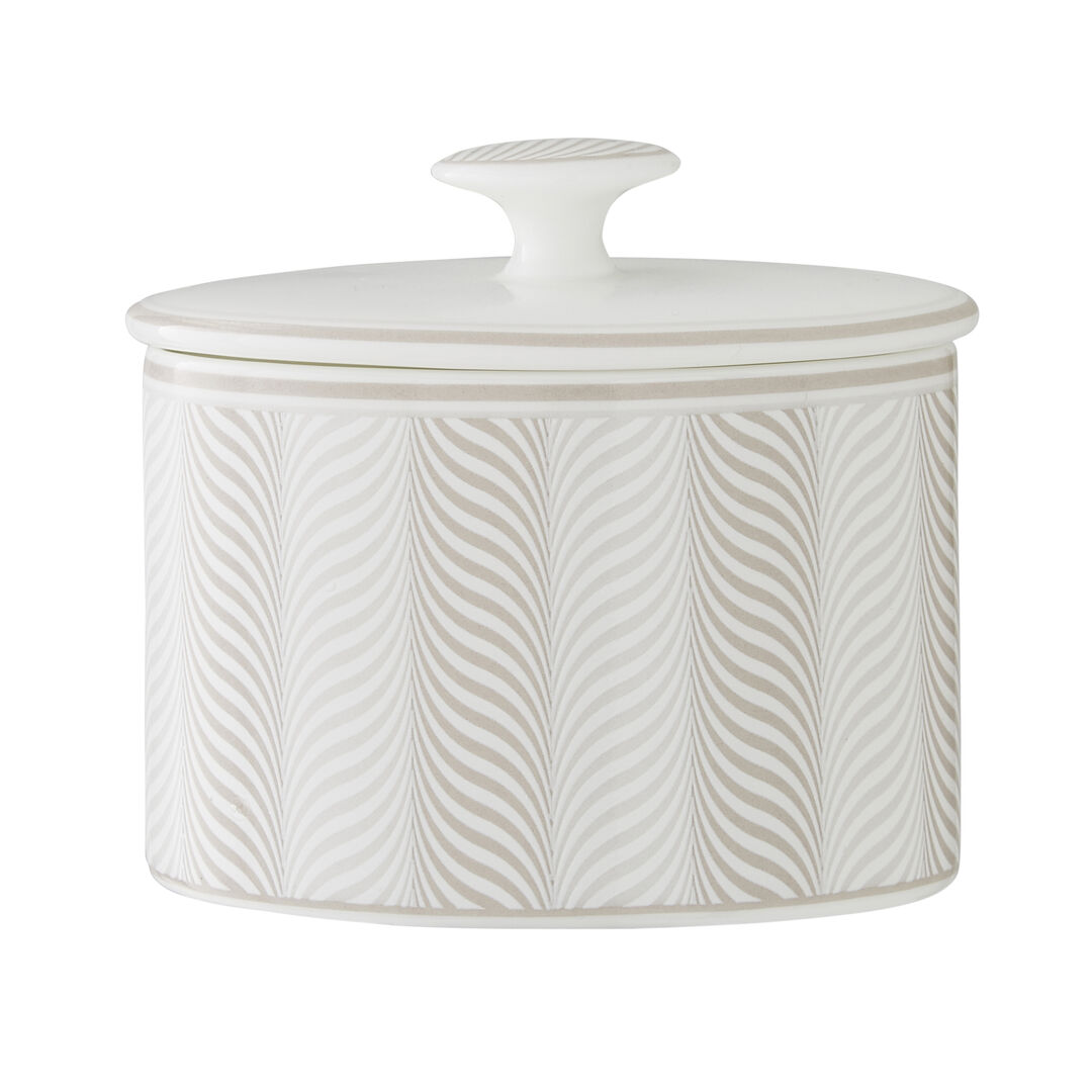 Bakewell Taupe Coupe Oval Sugar 9cm 22.5cl Ceramic Pot Set Tableware Pack of 12