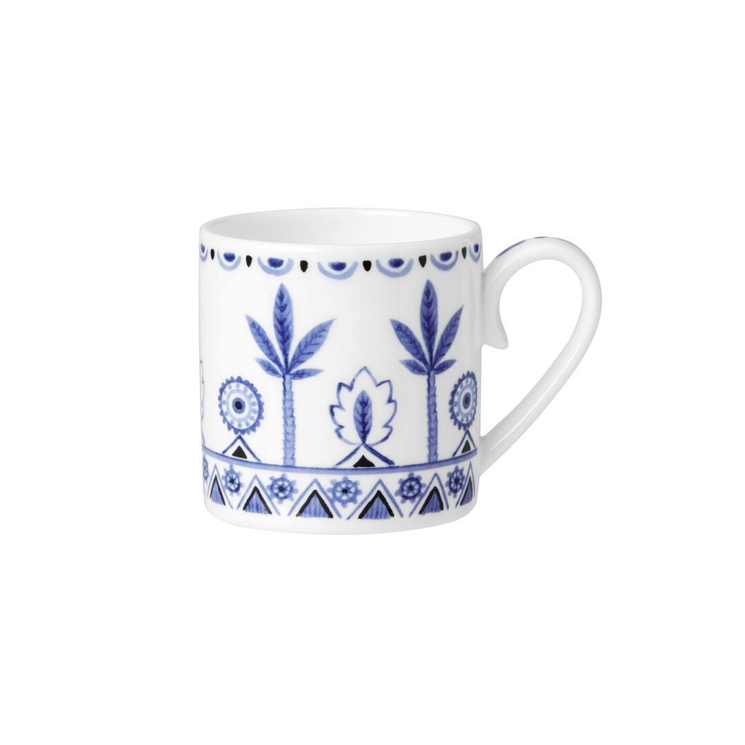 Coffee Cup 6cm 10cl - Ceramic Sultan's Garden Blue Coupe Can Tableware Set of 12