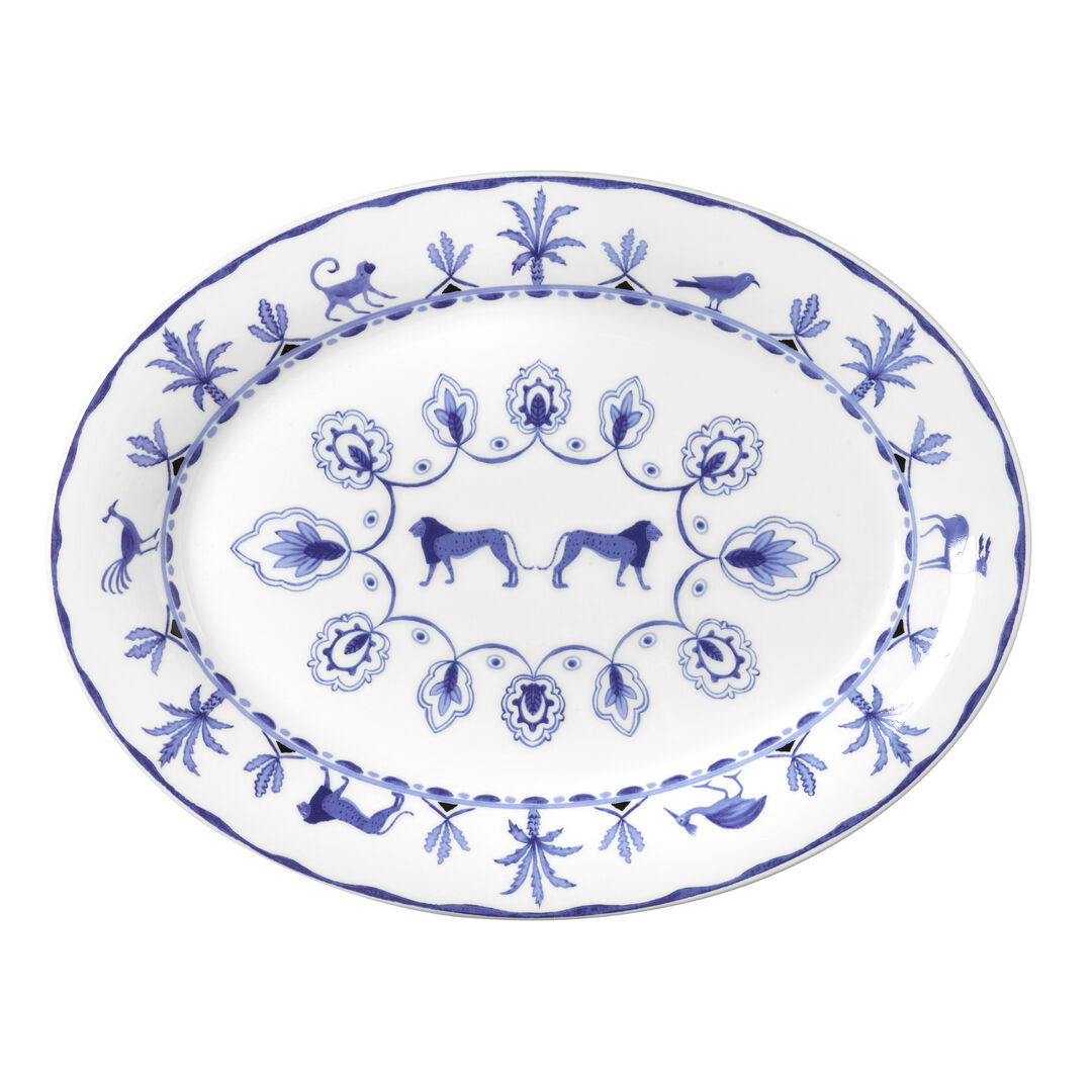 Sultan's Garden Blue Misc Oval Tray 36.5 x 27.5cm Ceramic Tableware Pack of 6