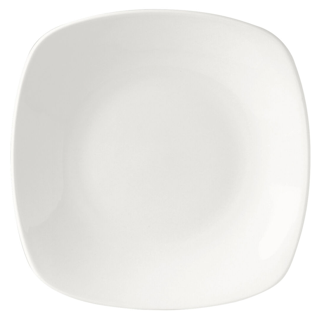 Monaco White Quadro Plate 28cm (11"") Ceramic Serving Plate Tableware Pack of 12