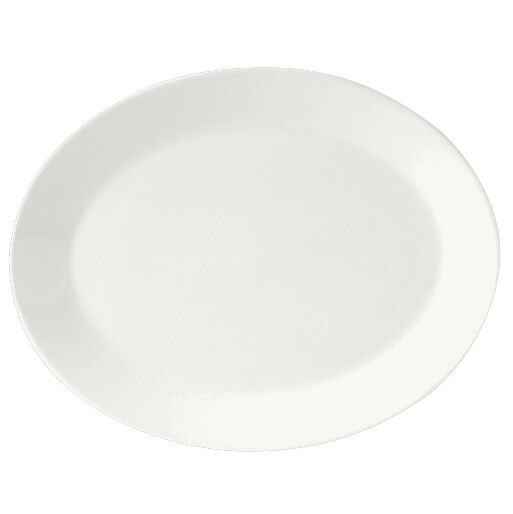Monaco White Oval Coupe Plate 28cm (11"") Ceramic Serving Tableware Pack of 12