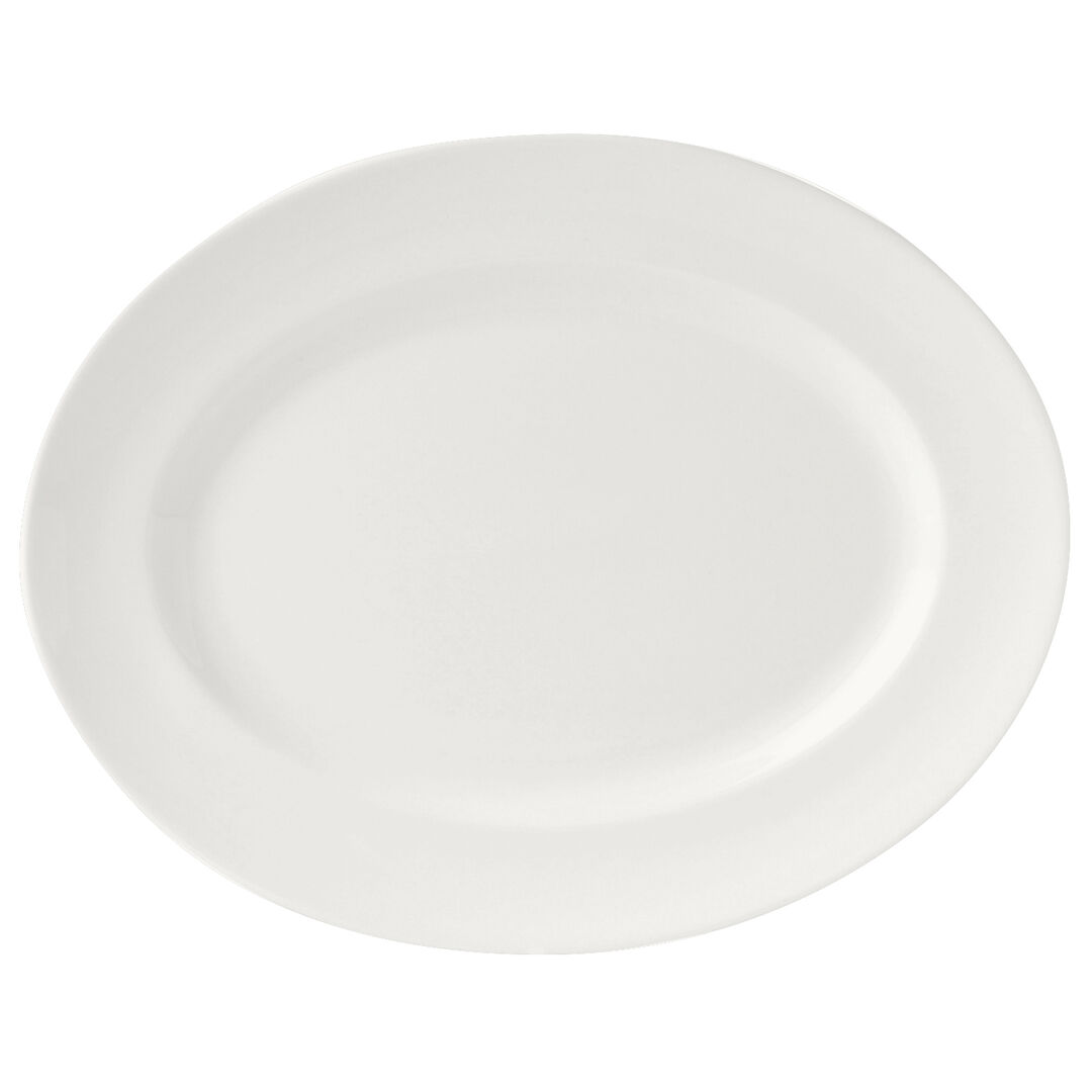 Monaco White Oval Vogue Plate 33cm Ceramic Serving Plate Tableware Pack of 12