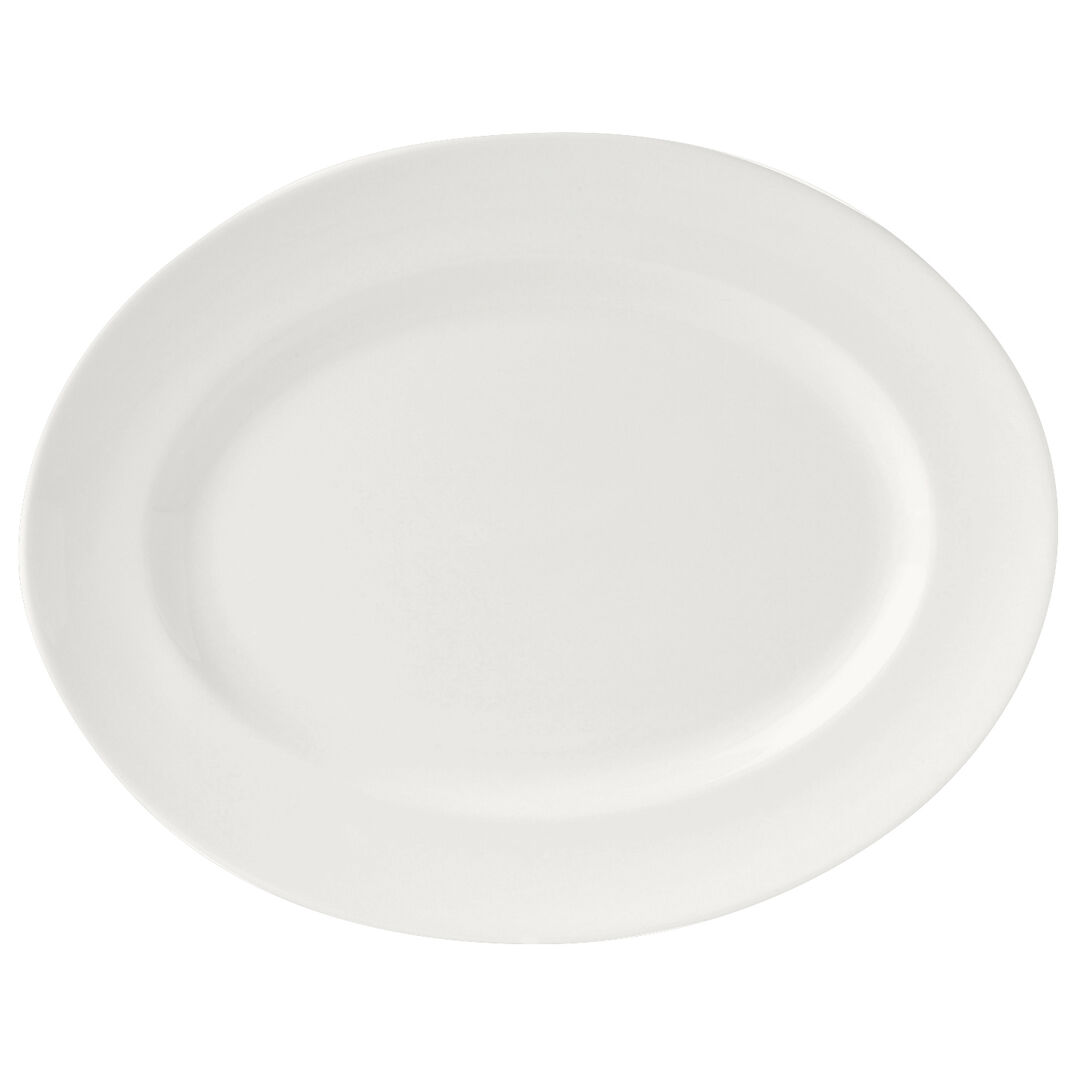 Monaco White Oval Vogue Plate 28cm Ceramic Serving Plate Tableware Pack of 12