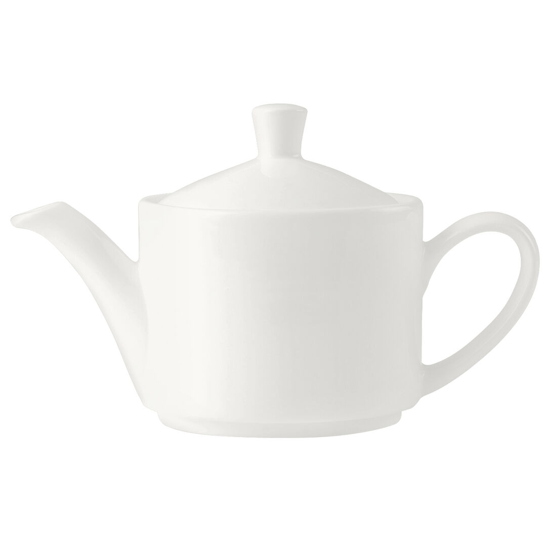 Monaco ceramic White Vogue Teapot Tableware 85.25cl (30oz) Lid C665 Pack of 6