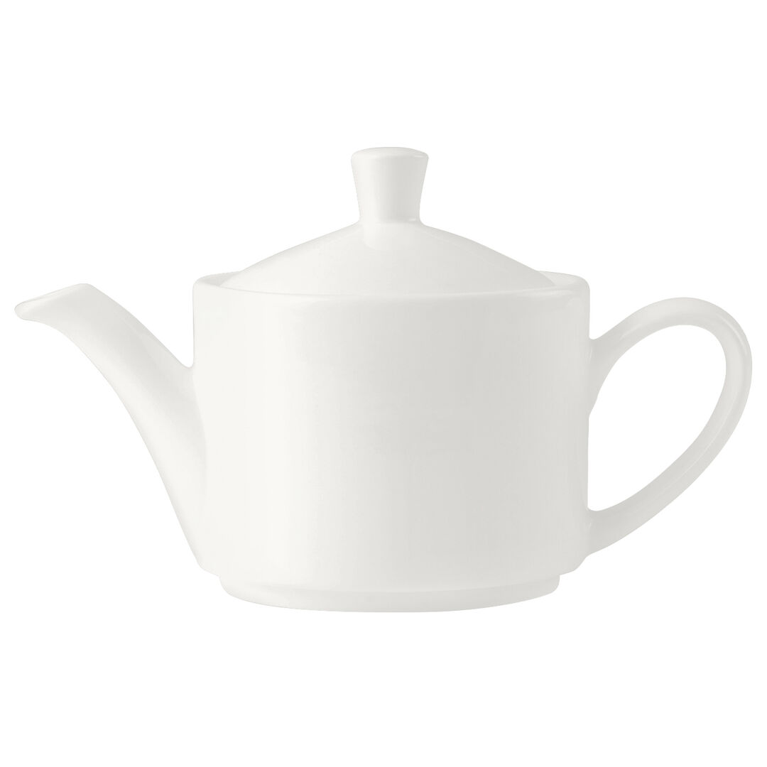 Monaco ceramic White Vogue Teapot Tableware 42.5cl (15oz) Lid C666 Pack of 6