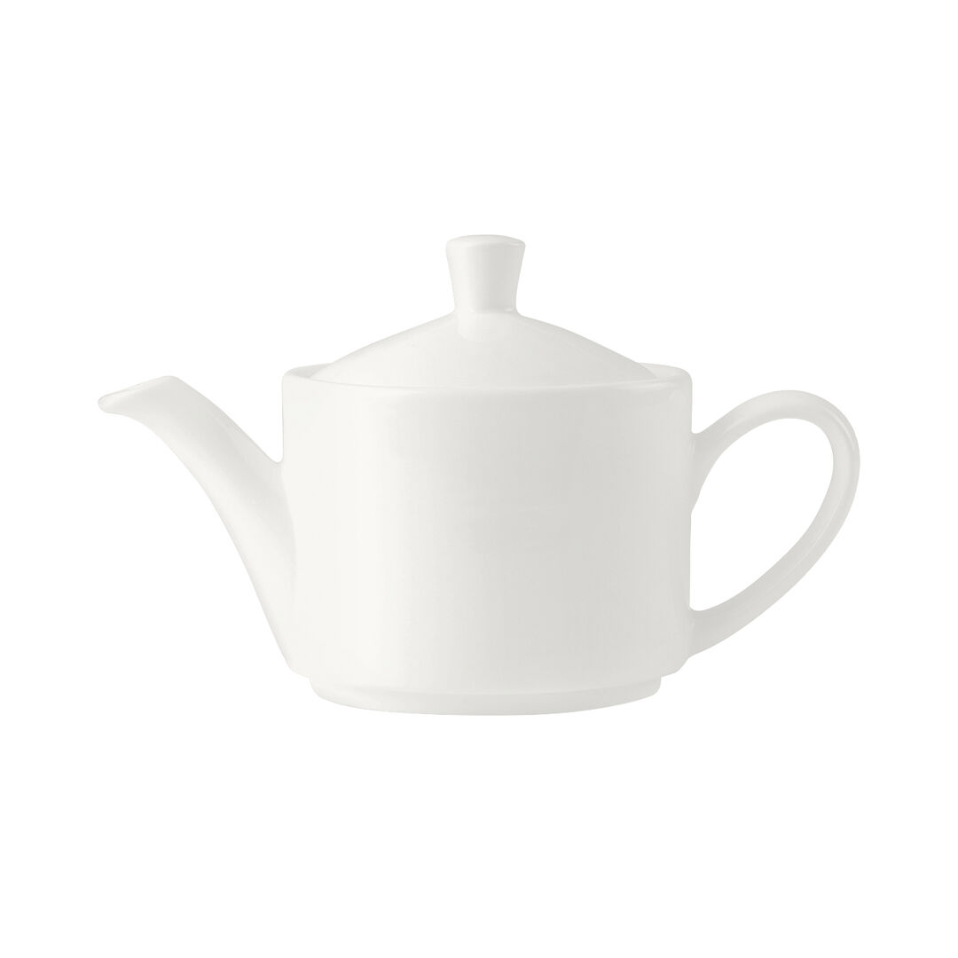 Monaco ceramic White Vogue Teapot Tableware 34cl (12oz) Lid C666 Pack of 6