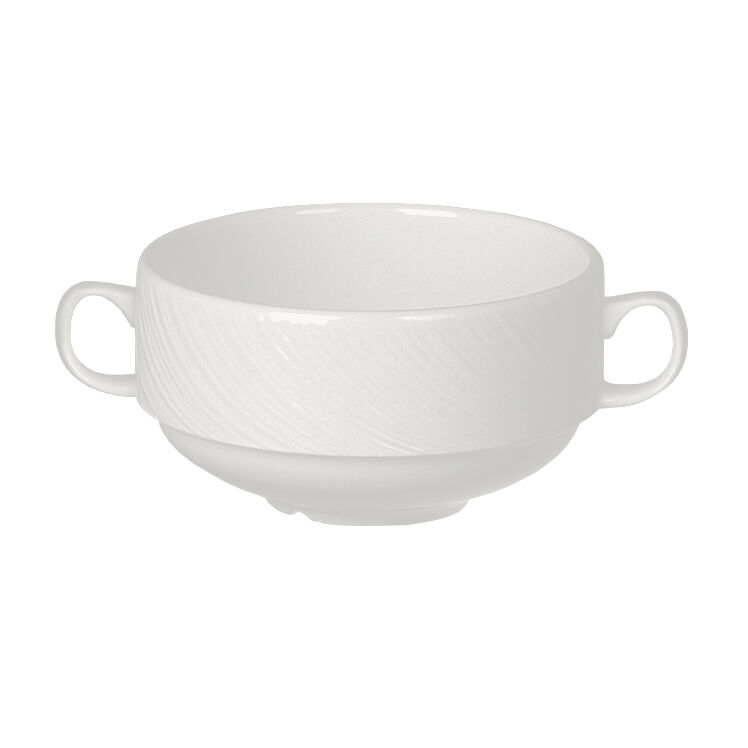 Spyro White Ceramic Soup Cup Handled Stacking Cup 28.5cl (10oz) Pack of 36