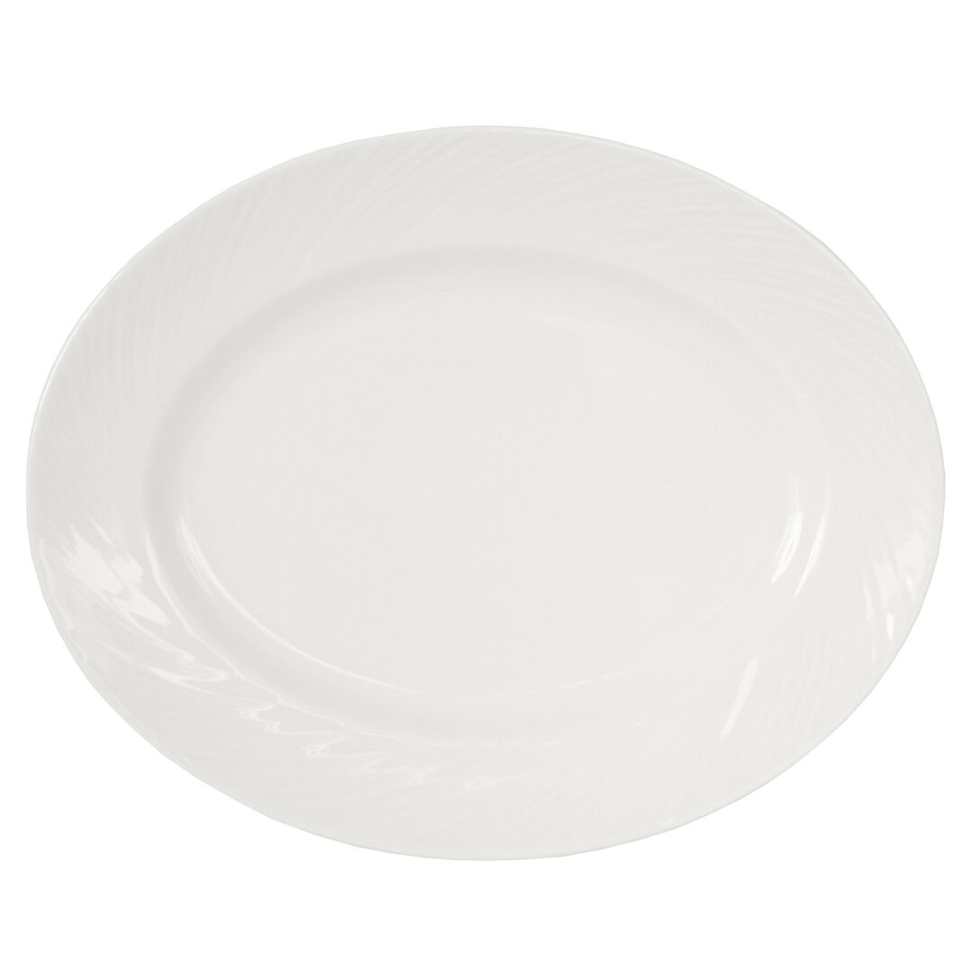Spyro Oval Plate 33cm (13"") Ceramic Serving Plate Bars Tableware Pack of 12