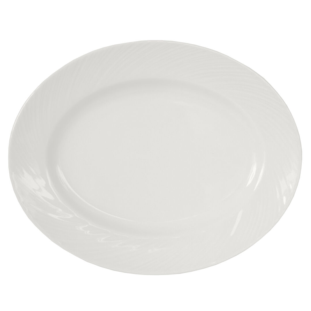 Spyro Oval Plate 28cm (11"") Ceramic Serving Plate Bars Tableware Pack of 12