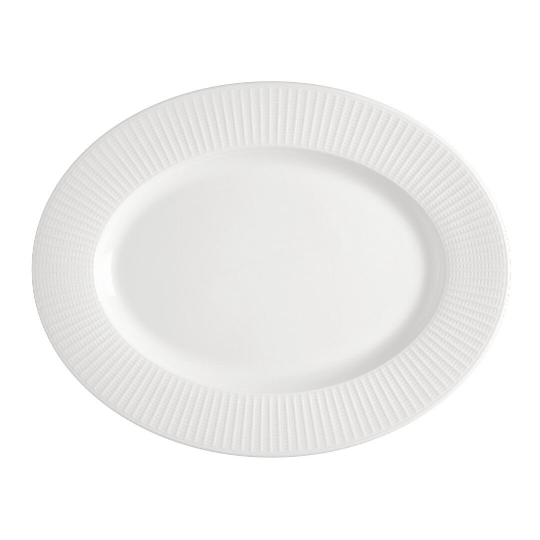 Willow Oval Plate 33cm (13"") Ceramic Serving Plate Set Tableware Pack of 12