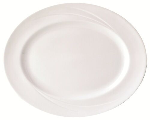 Alvo Oval Plate 28cm 11"" Ceramic Serving Plate Set Home Tableware Pack of 12