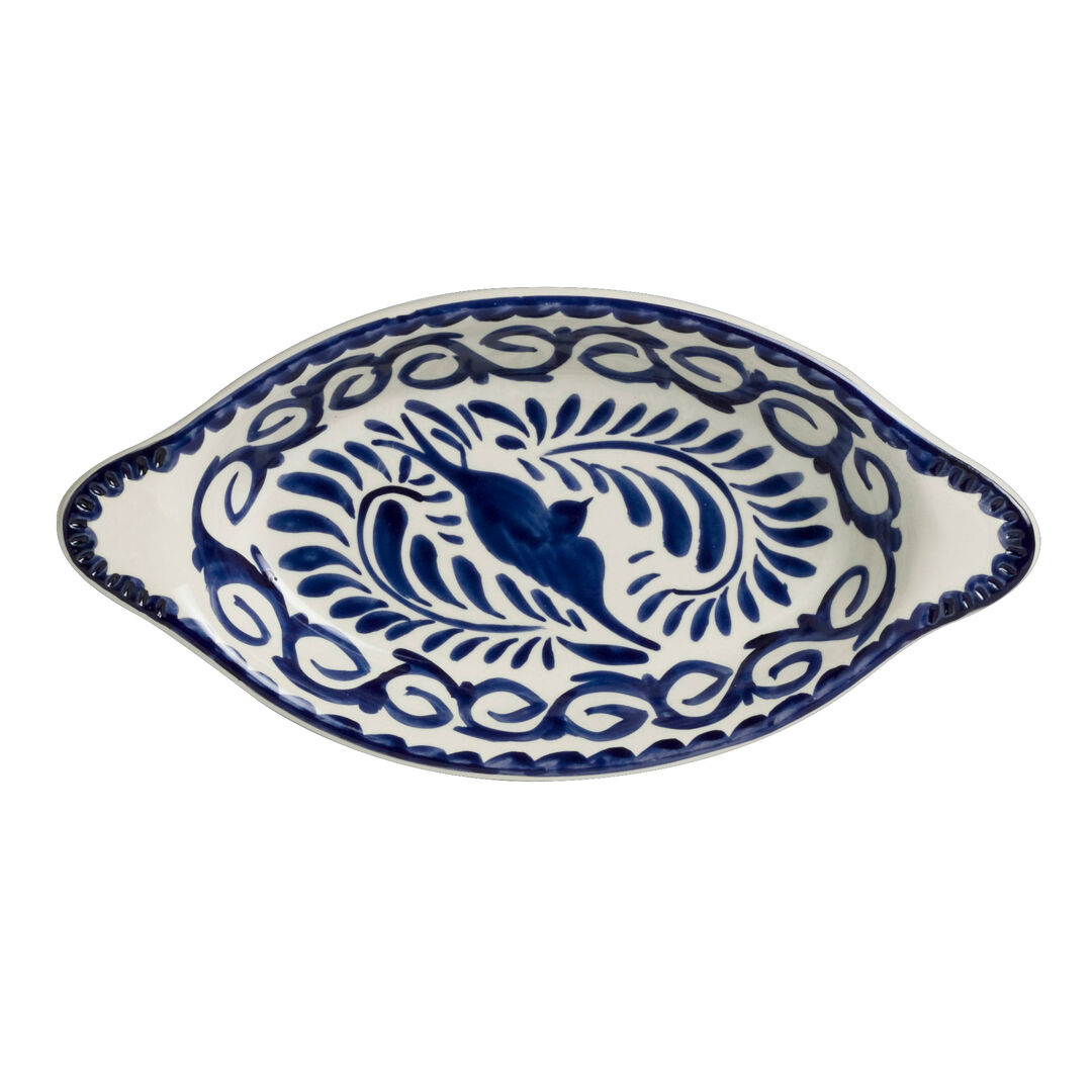 Puebla Blue Oval Rarebit 34cl (12oz) Ceramic Serving Bowl Tableware Pack of 12