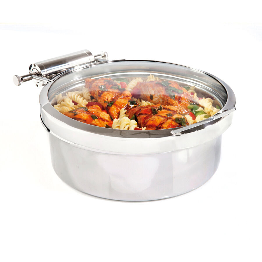 Stainless Steel Round Induction Chafer 3.8L Glass Lid 40.6x33x15.2cm Pack of 1