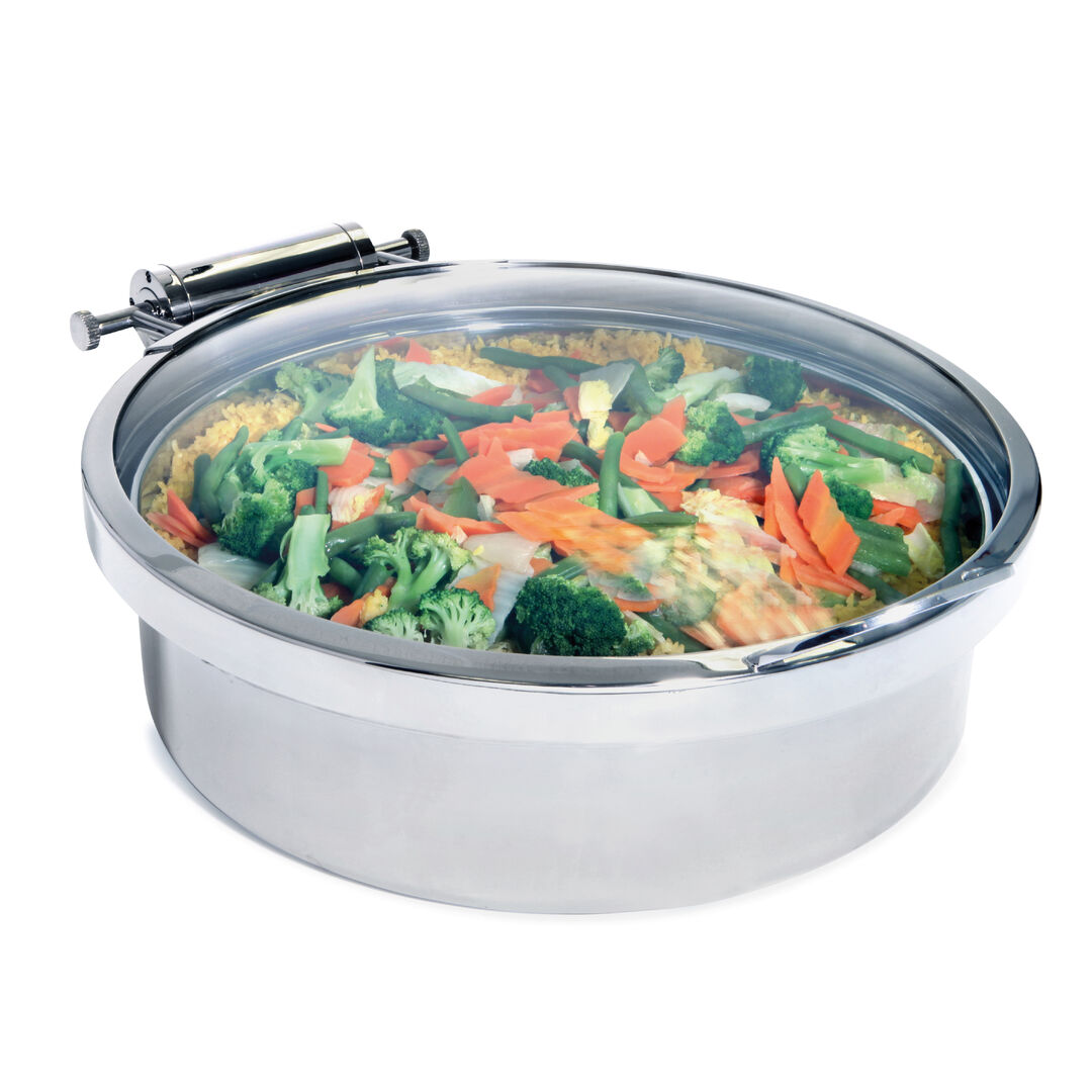 Stainless Steel Round Induction Chafer 7.5L Glass Lid Serving Buffet Pack of 1