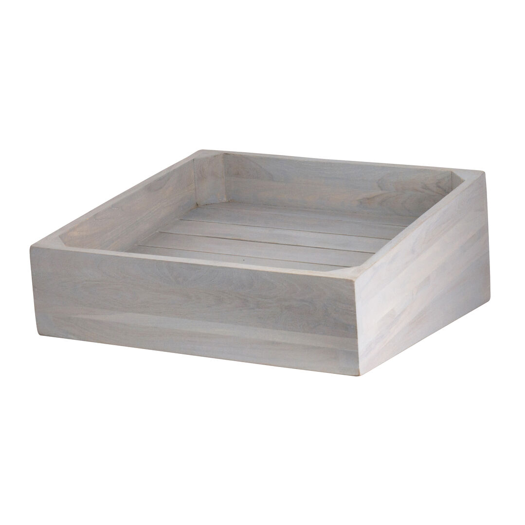Fusion Grey Wash Wood Angle Basket 35.6cm Buffet Display Storage Tray Pack Of 1