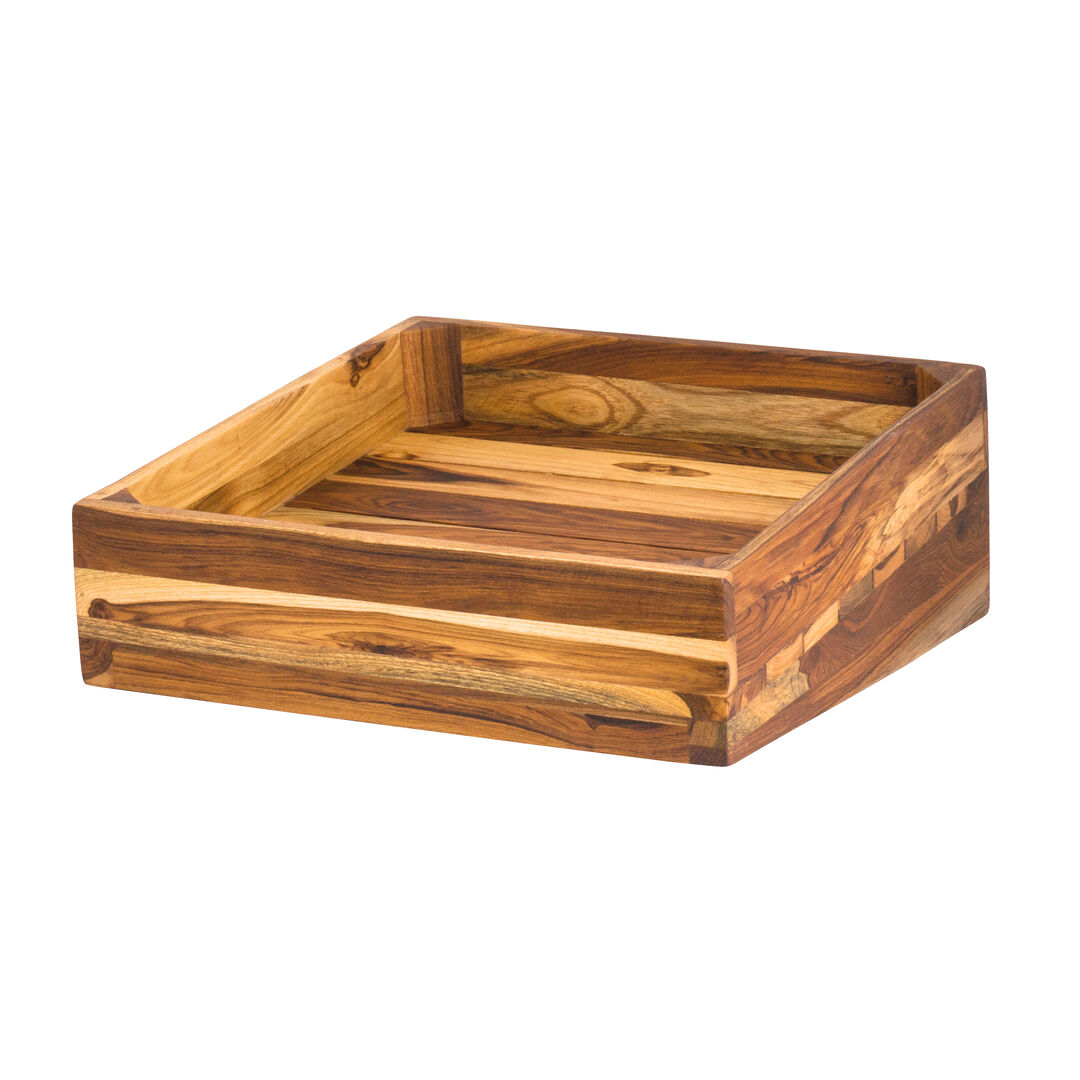 Fusion Teak Wood Angle Basket 35.6cm 14"" Buffet Display Serving Tray Pack Of 1