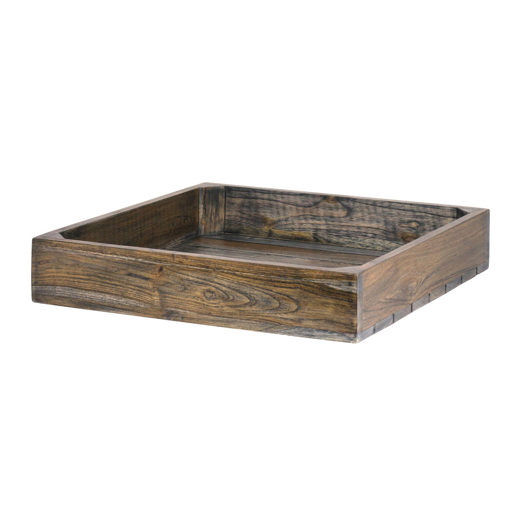 Fusion Ash Grey Wood Flat Basket 35.6 cm 14"" Buffet Display Tray Pack Of 1