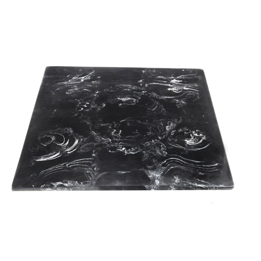 Fusion Grey Marble Resin Square Tile 35.6cm 14"" Buffet Display Plate Pack Of 1