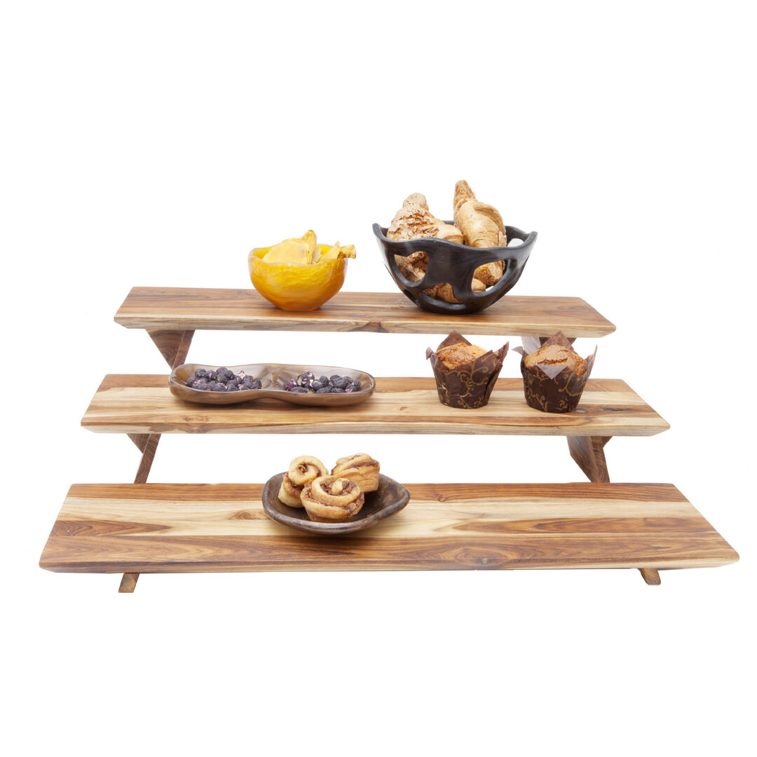 Fusion Buffet Teak 3 Piece Riser Set Wooden Display Catering System Pack of 1