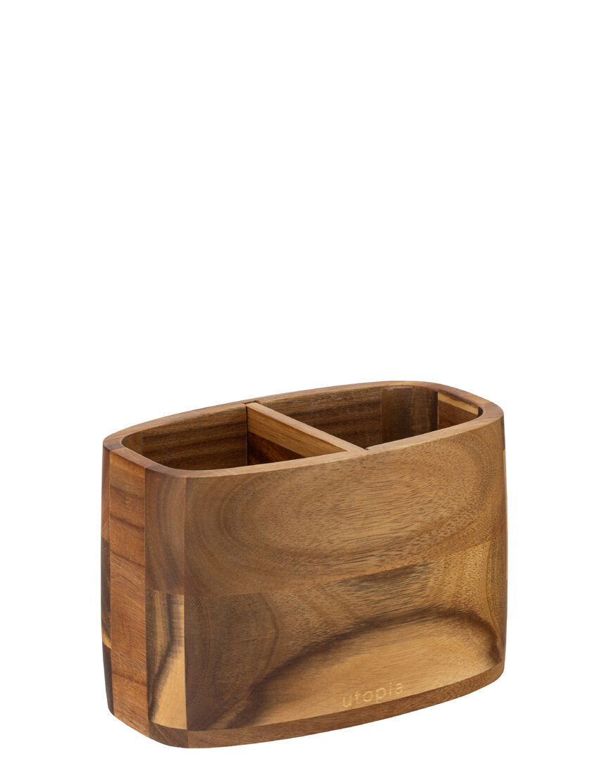 Acacia 2 Compartment Table Caddy Food Table Presentation Hotel Bar Pack of 2