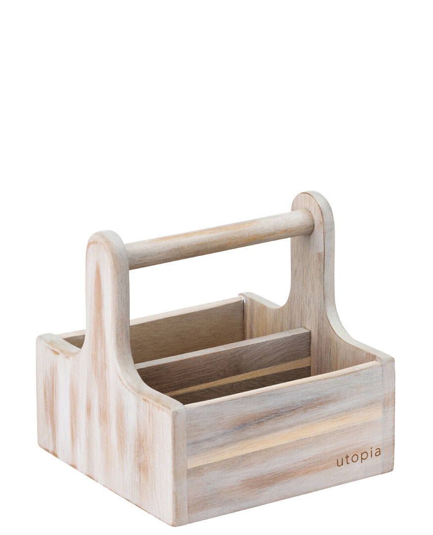 Small White Wooden Table Caddy Acacia Wood Bar Table Presentation Pack of 2